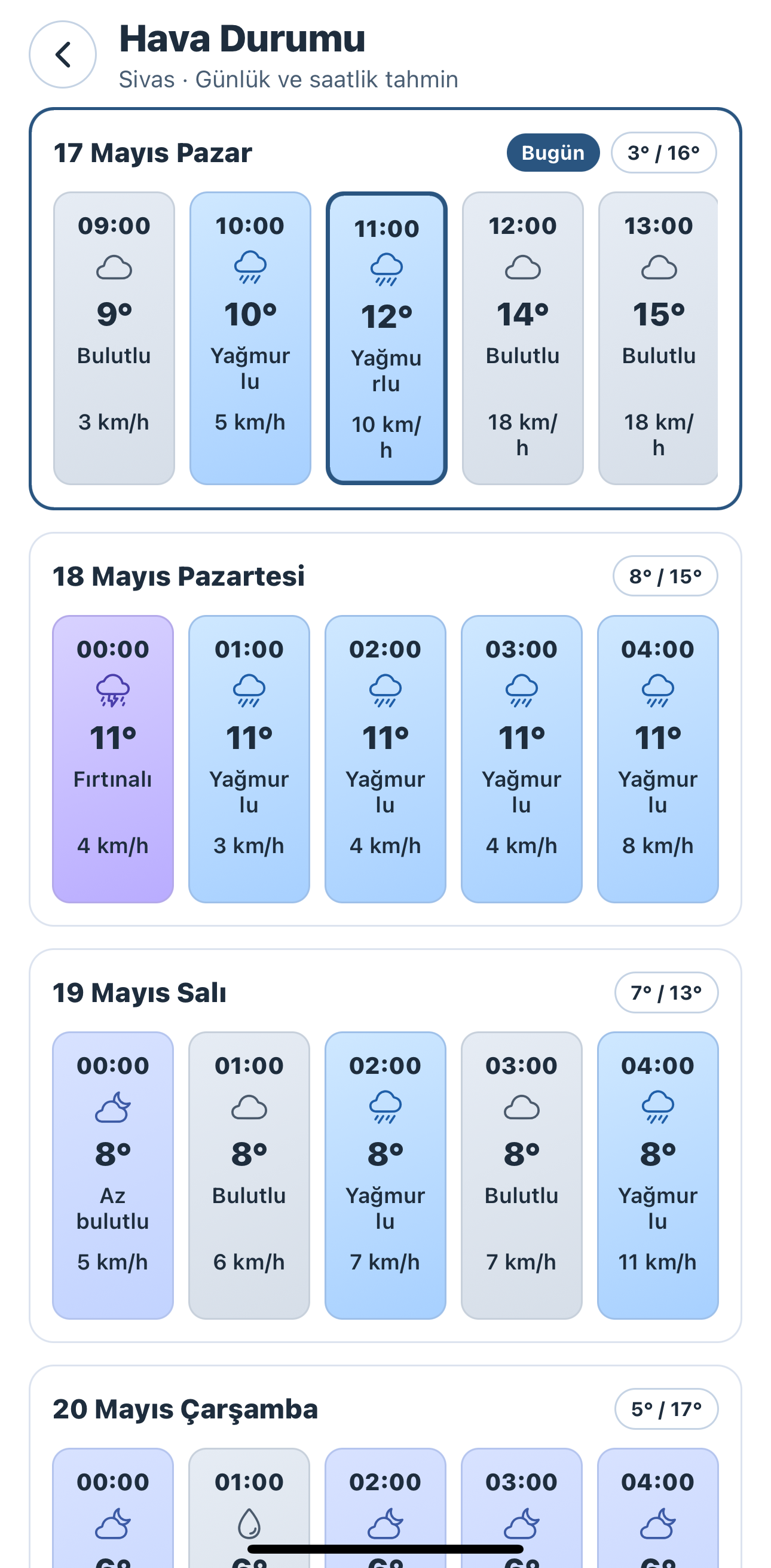 Hava Durumu ekran görüntüsü